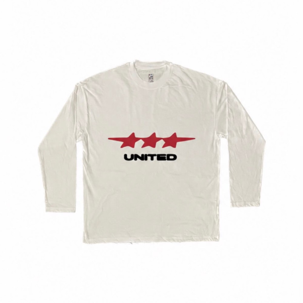 Maglia a maniche lunghe United, colore panna, logo a tre stelle